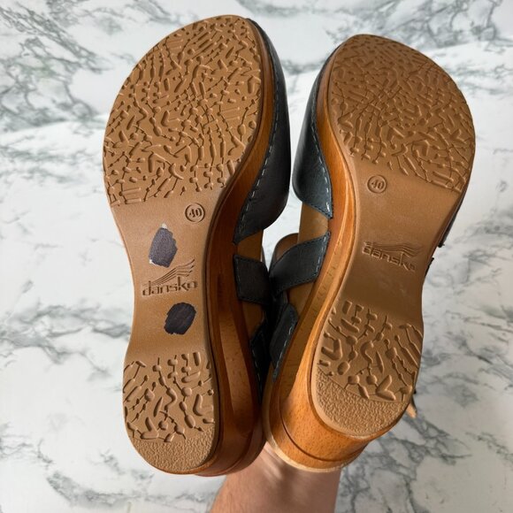 Dansko Women 40 US 9-9.5 Taci Clog Blue Leather Comfort Closed Toe Non Slip Shoe - Picture 6 of 7